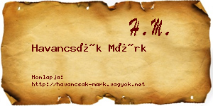 Havancsák Márk névjegykártya